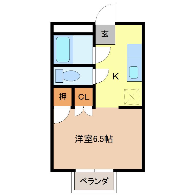 ハイツ一ノ瀬(1K/1階)の間取り写真