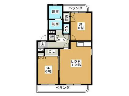 NOBLE HILLS(2LDK/1階)の間取り写真