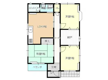 岩屋 橋ハイツ(3SLDK/2階)の間取り写真