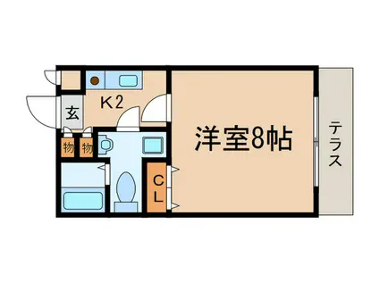 テラスコート深草(1K/1階)の間取り写真