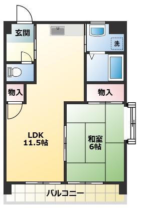 オクトII(1LDK/2階)の間取り写真