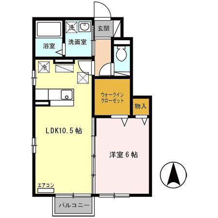 グランモアB(1LDK/1階)の間取り写真