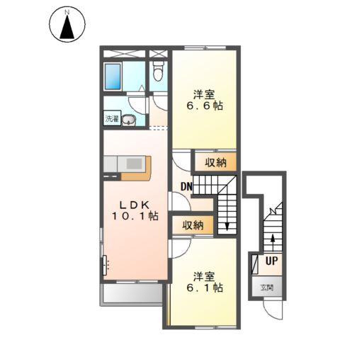 ドゥ アンジェロ(2LDK/2階)の間取り写真