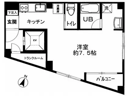 都営大江戸線 新宿西口駅 徒歩6分 4階建 築16年(1K/2階)の間取り写真