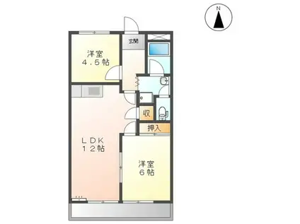 シャトー雅(2LDK/2階)の間取り写真