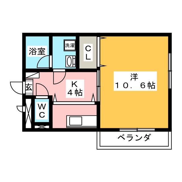 パクトル(1K/2階)の間取り写真