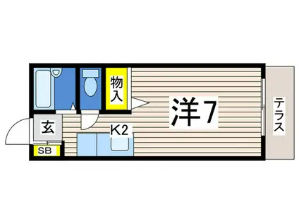 ウェルネス ヨコハマ(1K/1階)の間取り写真