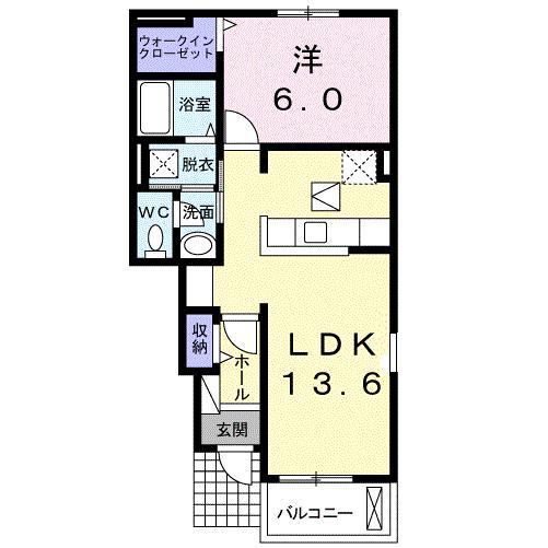 ラフレシール K(1LDK/1階)の間取り写真