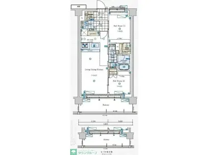 GENOVIA赤羽(2LDK/3階)の間取り写真