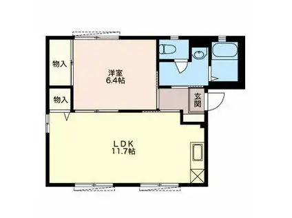 ディアス山崎(1LDK/1階)の間取り写真