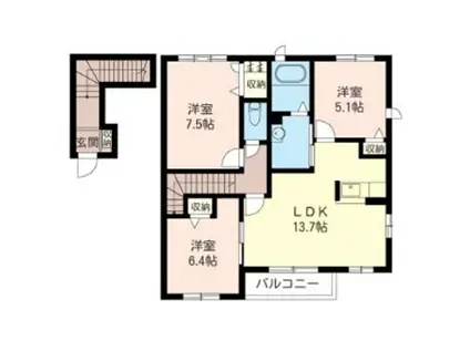 ほたる野サクベハイムA(3LDK/2階)の間取り写真