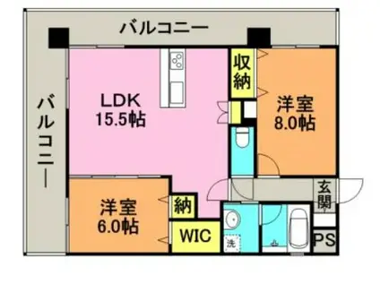 エトランゼ東櫛原15(2LDK/2階)の間取り写真