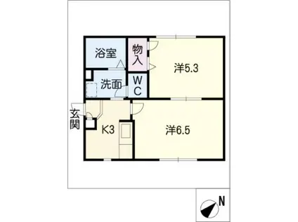 サンパーク西塚C棟(2K/2階)の間取り写真