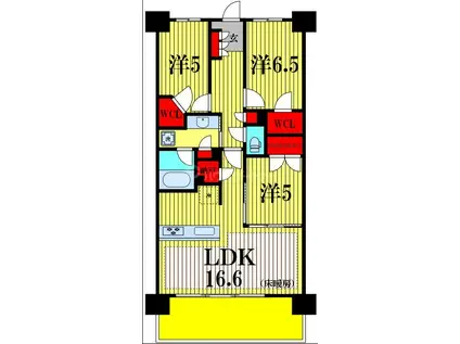 ウエリスおおたかの森ノーステラス(3LDK/8階)の間取り写真