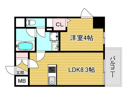 ブエナビスタ梅田イースト(1LDK/2階)の間取り写真