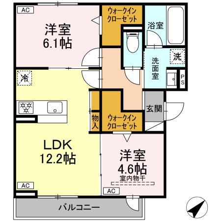 レユスィール(2LDK/3階)の間取り写真