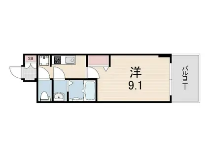 プレサンス神戸セレスティア(1K/9階)の間取り写真