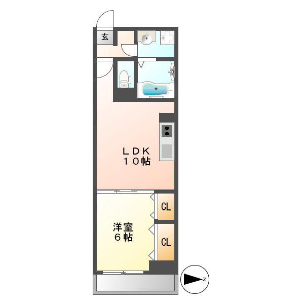 ラ・メゾン輝(1LDK/6階)の間取り写真