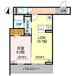 TORISIAS ゆいの杜6丁目 B棟(1LDK/2階)の間取り写真