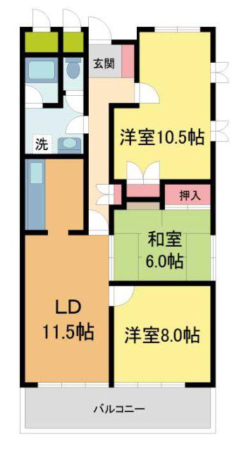 進和北楠アーバンライフ(3LDK/5階)の間取り写真