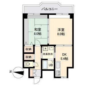 晩翠ウイングビル(2DK/3階)の間取り写真
