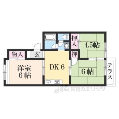 ハイツ北村(3DK/1階)の間取り写真