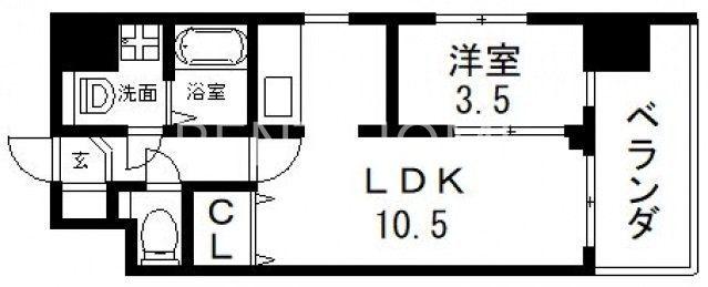 カウニス布施(1LDK/4階)の間取り写真