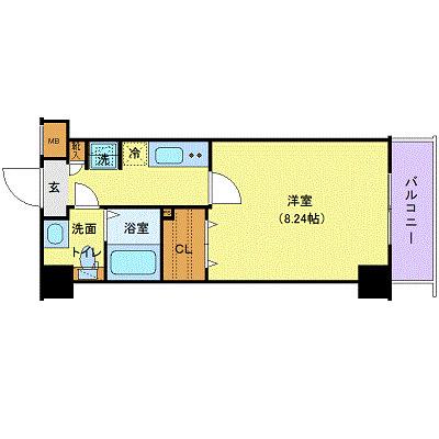 ユリカロゼAZEST川口(1K/4階)の間取り写真