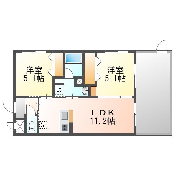 マウンテンビュー百(2LDK/1階)の間取り写真