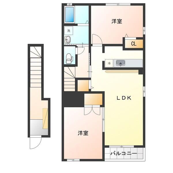 ミッテフリーデIII(2LDK/2階)の間取り写真