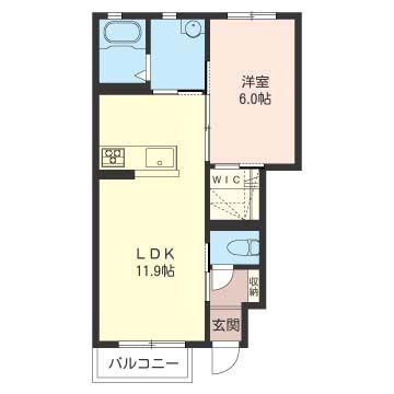 ラフィネ蒼海(1LDK/1階)の間取り写真