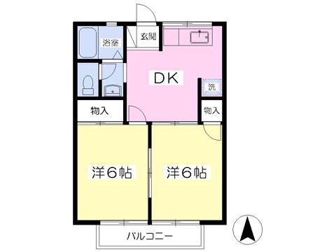 コーポ平野A(2DK/2階)の間取り写真