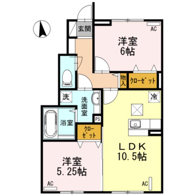 ポラリスF I(2LDK/1階)の間取り写真