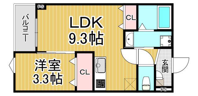 シエーナ川西中央3(1LDK/1階)の間取り写真