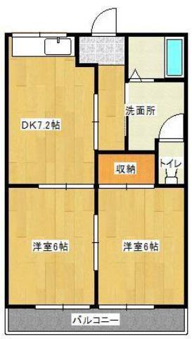 レクセル亀の甲(2DK/2階)の間取り写真