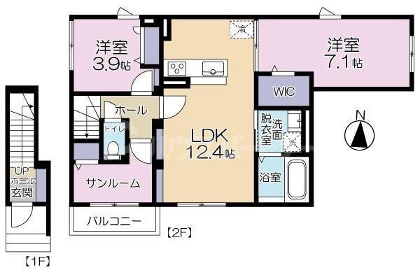 サニーレジデンス(2LDK/2階)の間取り写真