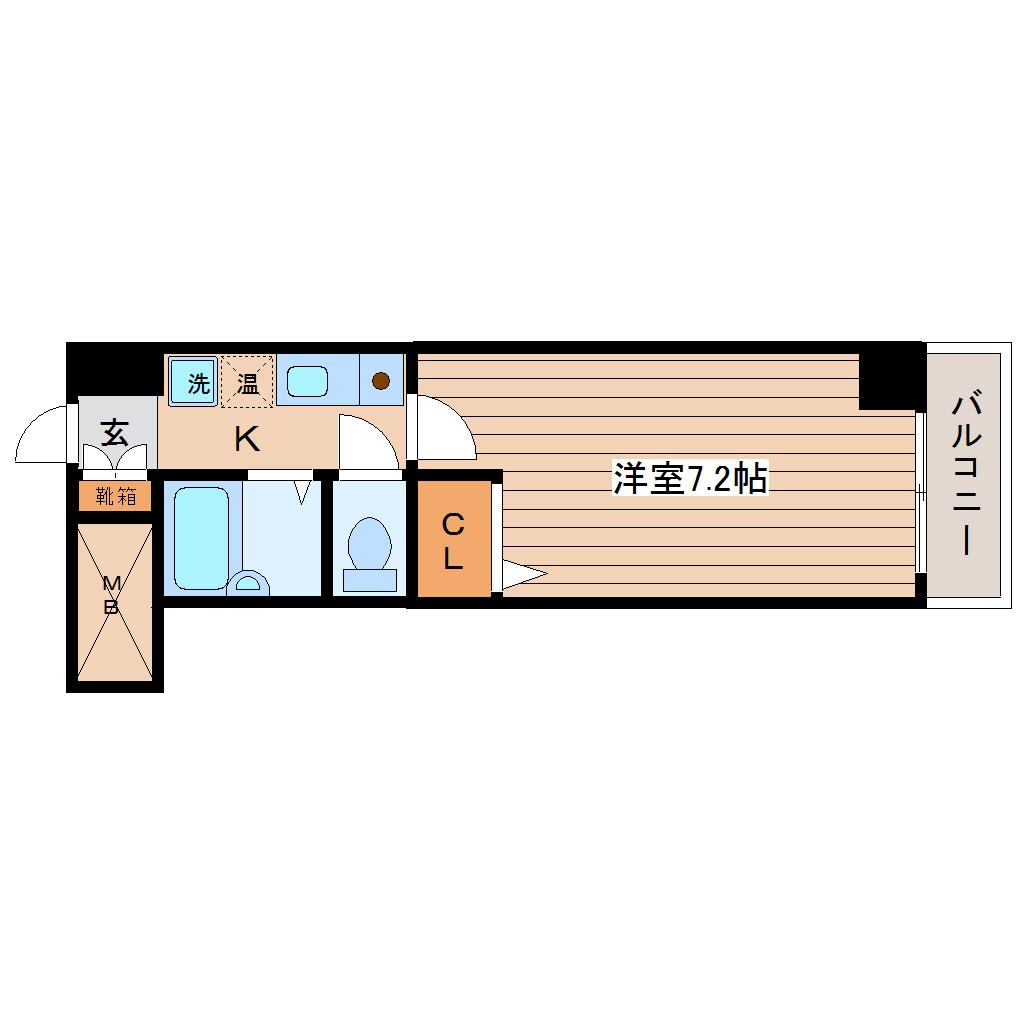 グレイスハイツ榴岡(1K/6階)の間取り写真