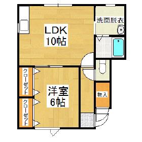ハイツ夕陽ヶ丘(1LDK/2階)の間取り写真