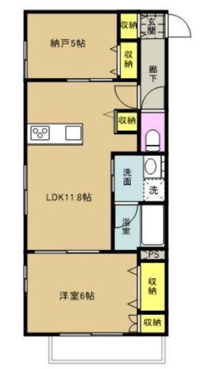 国分南3丁目メゾン(1SLDK/1階)の間取り写真