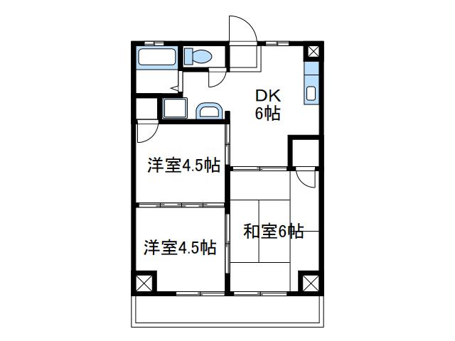 プレステージ赤坂(3DK/3階)の間取り写真