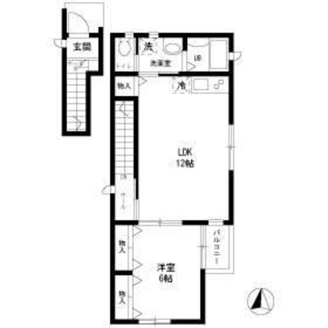 カーサ中井(1LDK/2階)の間取り写真