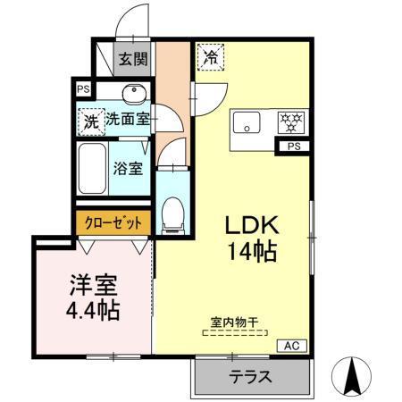 GRAND DーROOM J 庄内(1LDK/1階)の間取り写真