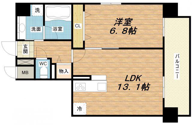 幸COURT森ノ宮(1LDK/6階)の間取り写真