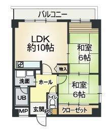 アンボジュール日愛(2LDK/4階)の間取り写真