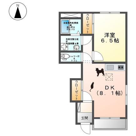 サンヴィレッジ I 105(1DK/1階)の間取り写真