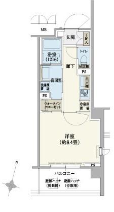 リージア経堂テラスガーデン(1K/2階)の間取り写真