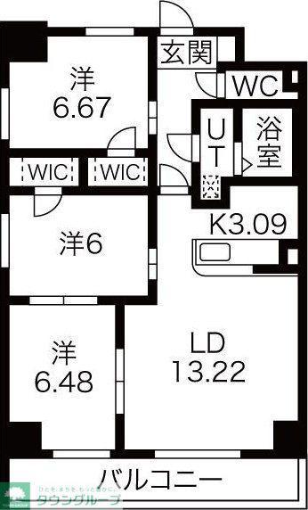 S-FORT 鶴舞 REALE(3LDK/9階)の間取り写真
