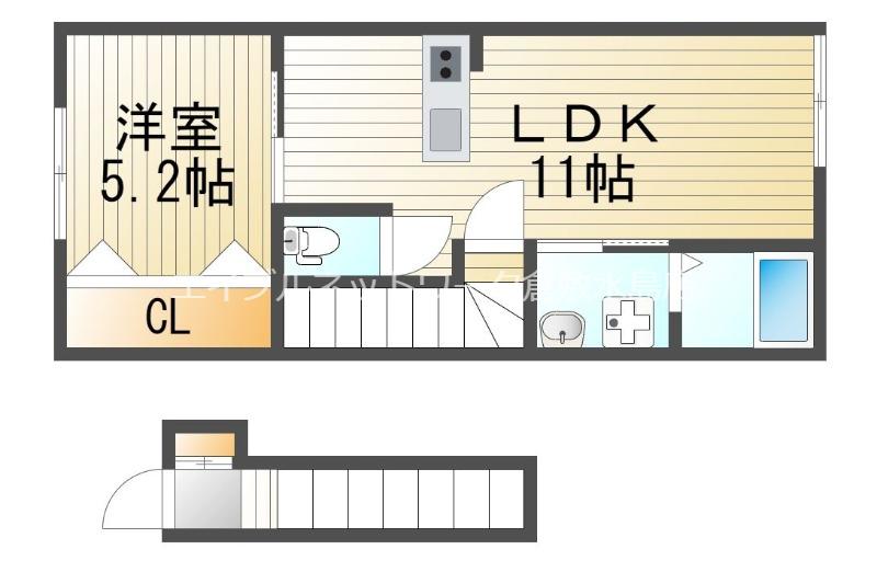 MOTO CASA(1LDK/2階)の間取り写真