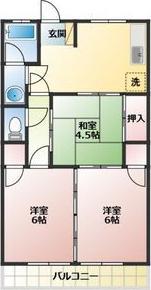 花ノ木マンション(3DK/2階)の間取り写真