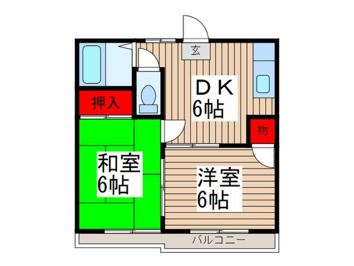 コートハウス南平B棟(2DK/2階)の間取り写真